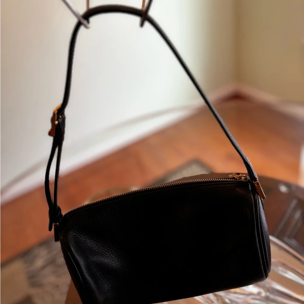 MCM Black Leather Papillion Shoulder Bag with Gold Accents - Picture 3 of 12